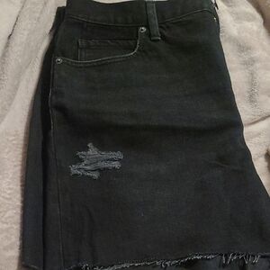 Black Distressed Denim Shorts